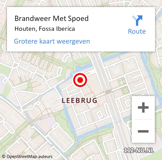 Locatie op kaart van de 112 melding: Brandweer Met Spoed Naar Houten, Fossa Iberica op 7 augustus 2022 17:08