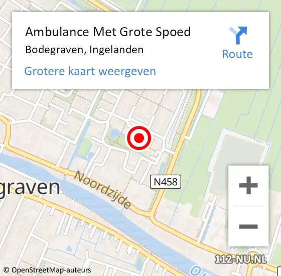 Locatie op kaart van de 112 melding: Ambulance Met Grote Spoed Naar Bodegraven, Ingelanden op 7 augustus 2022 17:20