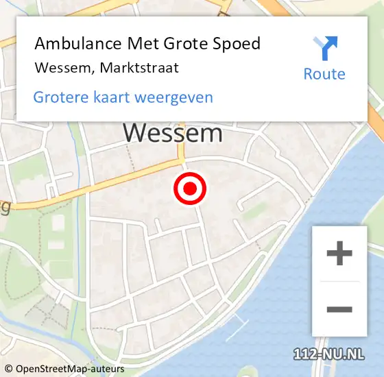 Locatie op kaart van de 112 melding: Ambulance Met Grote Spoed Naar Wessem, Marktstraat op 7 augustus 2022 17:21