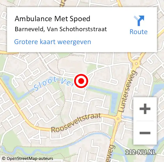 Locatie op kaart van de 112 melding: Ambulance Met Spoed Naar Barneveld, Van Schothorststraat op 7 augustus 2022 17:27