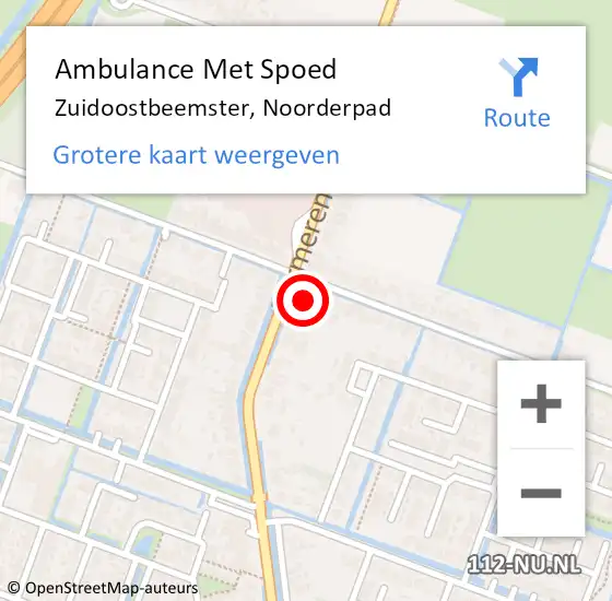 Locatie op kaart van de 112 melding: Ambulance Met Spoed Naar Zuidoostbeemster, Noorderpad op 7 augustus 2022 17:48