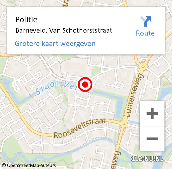 Locatie op kaart van de 112 melding: Politie Barneveld, Van Schothorststraat op 7 augustus 2022 17:49