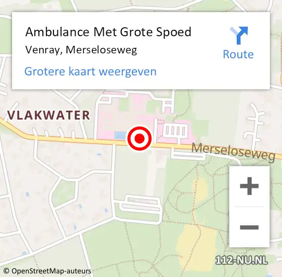 Locatie op kaart van de 112 melding: Ambulance Met Grote Spoed Naar Venray, Merseloseweg op 25 juli 2014 15:43