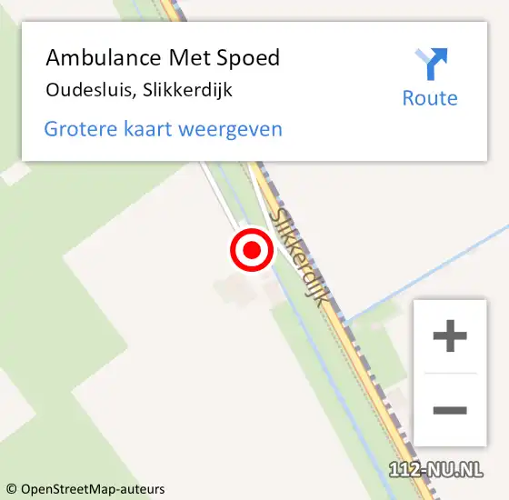 Locatie op kaart van de 112 melding: Ambulance Met Spoed Naar Oudesluis, Slikkerdijk op 7 augustus 2022 18:26