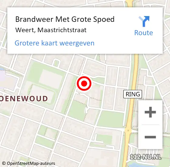 Locatie op kaart van de 112 melding: Brandweer Met Grote Spoed Naar Weert, Maastrichtstraat op 7 augustus 2022 18:34