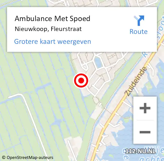 Locatie op kaart van de 112 melding: Ambulance Met Spoed Naar Nieuwkoop, Fleurstraat op 7 augustus 2022 18:46