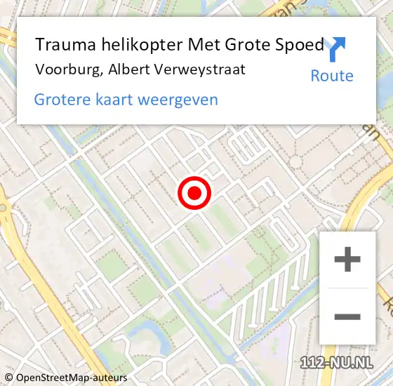 Locatie op kaart van de 112 melding: Trauma helikopter Met Grote Spoed Naar Voorburg, Albert Verweystraat op 7 augustus 2022 18:50