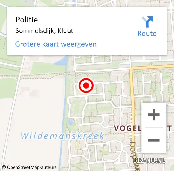 Locatie op kaart van de 112 melding: Politie Sommelsdijk, Kluut op 7 augustus 2022 18:58