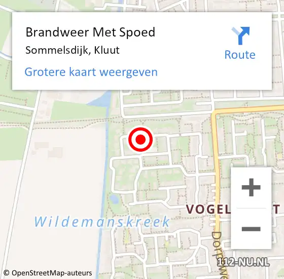 Locatie op kaart van de 112 melding: Brandweer Met Spoed Naar Sommelsdijk, Kluut op 7 augustus 2022 18:58