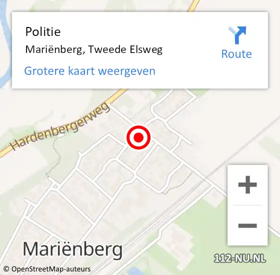 Locatie op kaart van de 112 melding: Politie Mariënberg, Tweede Elsweg op 7 augustus 2022 19:06