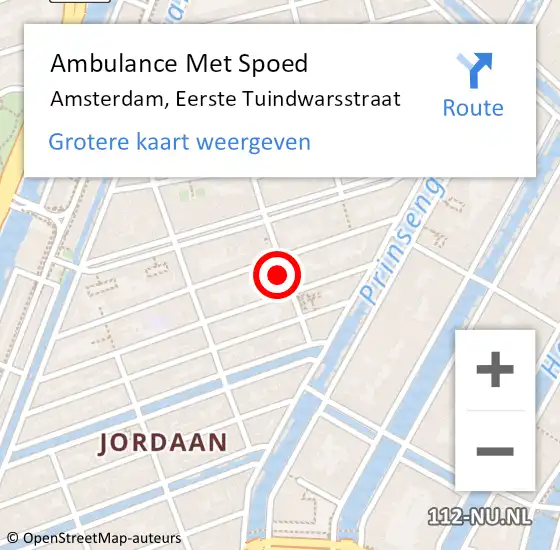 Locatie op kaart van de 112 melding: Ambulance Met Spoed Naar Amsterdam, Eerste Tuindwarsstraat op 7 augustus 2022 19:14