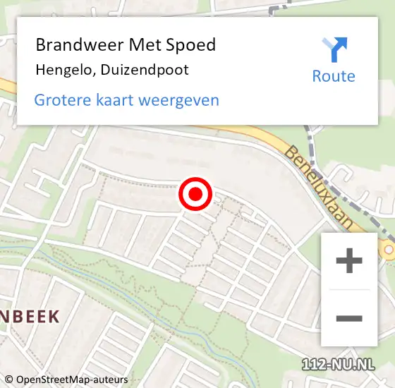 Locatie op kaart van de 112 melding: Brandweer Met Spoed Naar Hengelo, Duizendpoot op 7 augustus 2022 19:15