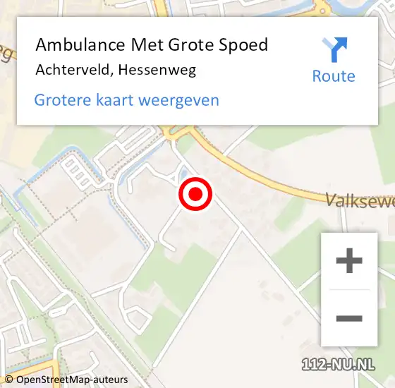 Locatie op kaart van de 112 melding: Ambulance Met Grote Spoed Naar Achterveld, Hessenweg op 7 augustus 2022 19:26