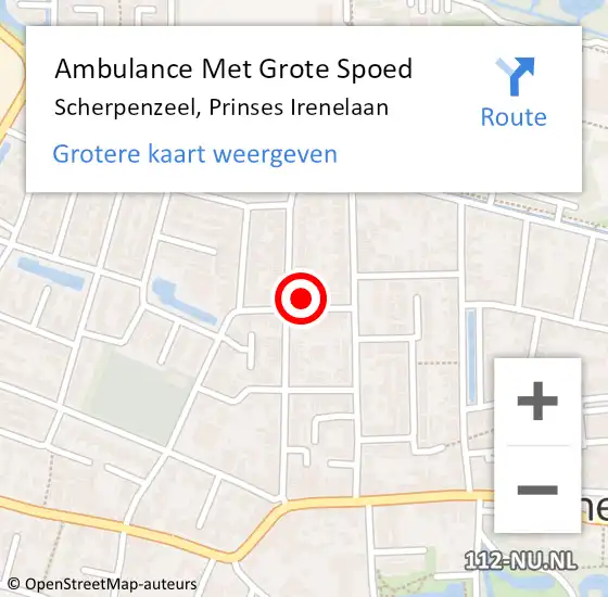 Locatie op kaart van de 112 melding: Ambulance Met Grote Spoed Naar Scherpenzeel, Prinses Irenelaan op 7 augustus 2022 19:40