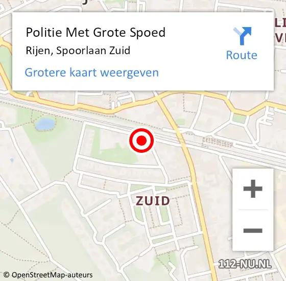 Locatie op kaart van de 112 melding: Politie Met Grote Spoed Naar Rijen, Spoorlaan Zuid op 7 augustus 2022 19:42