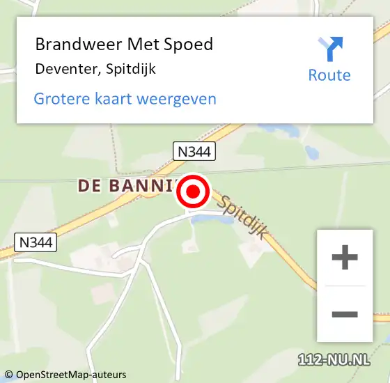 Locatie op kaart van de 112 melding: Brandweer Met Spoed Naar Deventer, Spitdijk op 7 augustus 2022 19:59