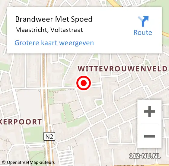 Locatie op kaart van de 112 melding: Brandweer Met Spoed Naar Maastricht, Voltastraat op 7 augustus 2022 20:15