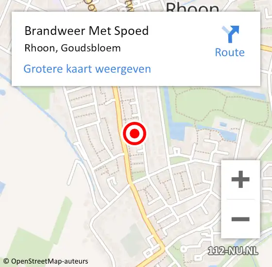 Locatie op kaart van de 112 melding: Brandweer Met Spoed Naar Rhoon, Goudsbloem op 25 juli 2014 15:51