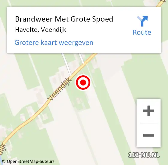 Locatie op kaart van de 112 melding: Brandweer Met Grote Spoed Naar Havelte, Veendijk op 7 augustus 2022 20:35