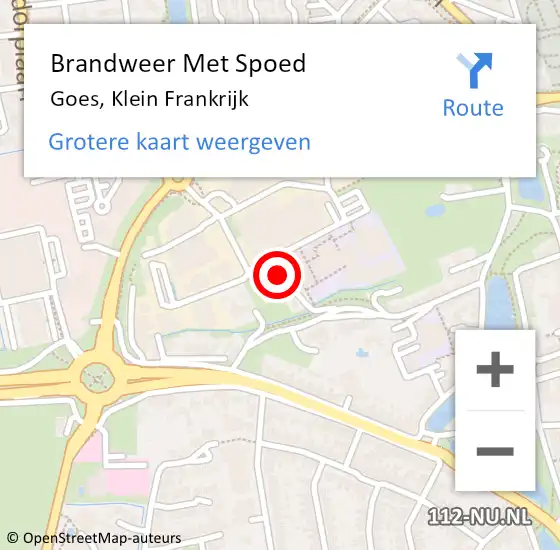 Locatie op kaart van de 112 melding: Brandweer Met Spoed Naar Goes, Klein Frankrijk op 7 augustus 2022 20:42