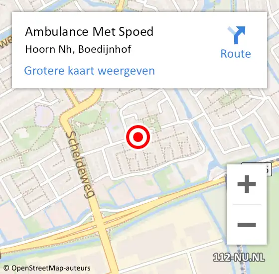 Locatie op kaart van de 112 melding: Ambulance Met Spoed Naar Hoorn Nh, Boedijnhof op 25 juli 2014 15:54