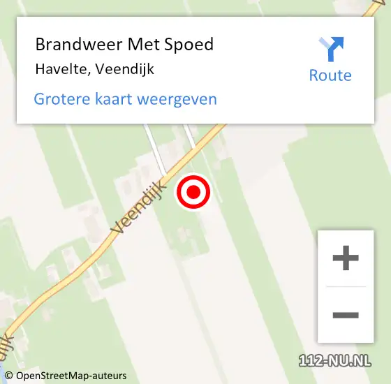 Locatie op kaart van de 112 melding: Brandweer Met Spoed Naar Havelte, Veendijk op 7 augustus 2022 21:02