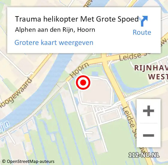 Locatie op kaart van de 112 melding: Trauma helikopter Met Grote Spoed Naar Alphen aan den Rijn, Hoorn op 7 augustus 2022 21:40