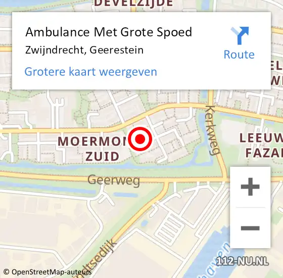 Locatie op kaart van de 112 melding: Ambulance Met Grote Spoed Naar Zwijndrecht, Geerestein op 7 augustus 2022 22:04
