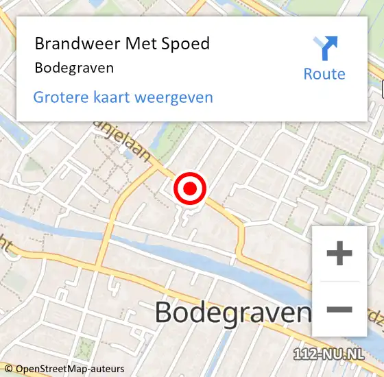 Locatie op kaart van de 112 melding: Brandweer Met Spoed Naar Bodegraven op 7 augustus 2022 22:08