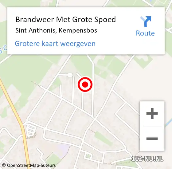 Locatie op kaart van de 112 melding: Brandweer Met Grote Spoed Naar Sint Anthonis, Kempensbos op 7 augustus 2022 22:24