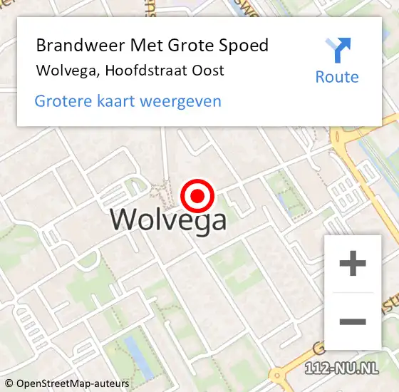 Locatie op kaart van de 112 melding: Brandweer Met Grote Spoed Naar Wolvega, Hoofdstraat Oost op 7 augustus 2022 22:50