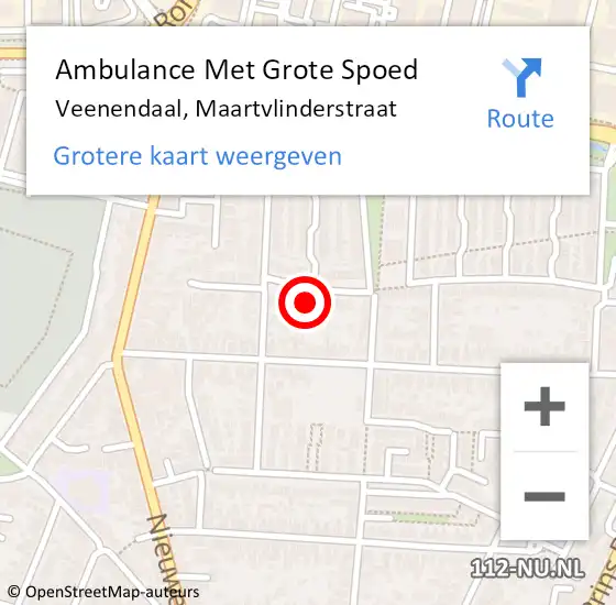 Locatie op kaart van de 112 melding: Ambulance Met Grote Spoed Naar Veenendaal, Maartvlinderstraat op 9 oktober 2013 14:24