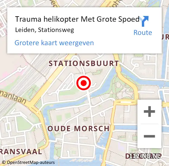 Locatie op kaart van de 112 melding: Trauma helikopter Met Grote Spoed Naar Leiden, Stationsweg op 7 augustus 2022 23:06