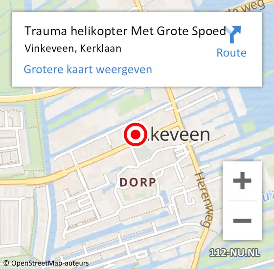 Locatie op kaart van de 112 melding: Trauma helikopter Met Grote Spoed Naar Vinkeveen, Kerklaan op 7 augustus 2022 23:18