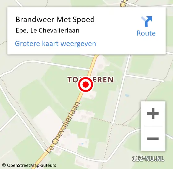 Locatie op kaart van de 112 melding: Brandweer Met Spoed Naar Epe, Le Chevalierlaan op 25 juli 2014 16:03