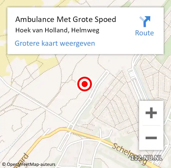 Locatie op kaart van de 112 melding: Ambulance Met Grote Spoed Naar Hoek van Holland, Helmweg op 8 augustus 2022 00:20