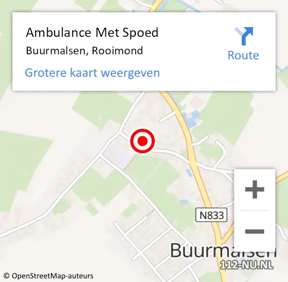 Locatie op kaart van de 112 melding: Ambulance Met Spoed Naar Buurmalsen, Rooimond op 8 augustus 2022 00:29