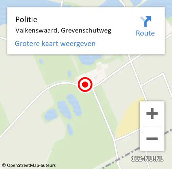 Locatie op kaart van de 112 melding: Politie Valkenswaard, Grevenschutweg op 8 augustus 2022 00:51