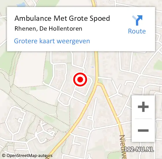 Locatie op kaart van de 112 melding: Ambulance Met Grote Spoed Naar Rhenen, De Hollentoren op 8 augustus 2022 00:57