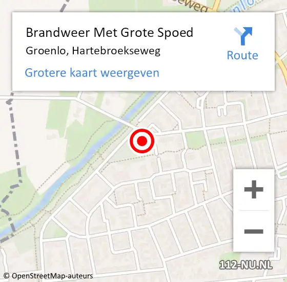 Locatie op kaart van de 112 melding: Brandweer Met Grote Spoed Naar Groenlo, Hartebroekseweg op 25 juli 2014 16:07