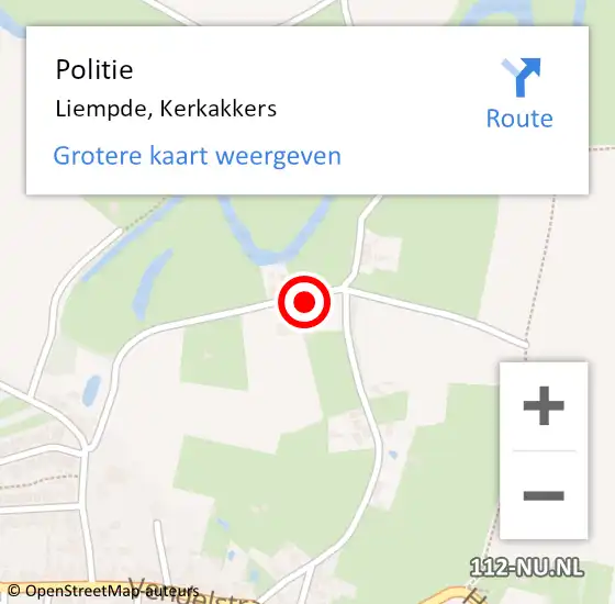 Locatie op kaart van de 112 melding: Politie Liempde, Kerkakkers op 8 augustus 2022 01:37