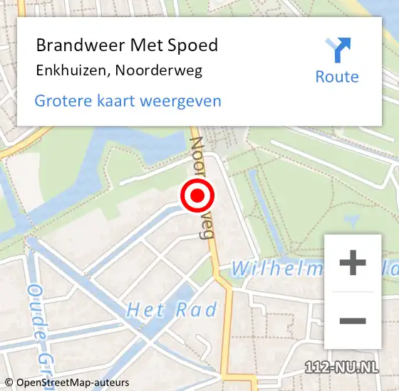 Locatie op kaart van de 112 melding: Brandweer Met Spoed Naar Enkhuizen, Noorderweg op 8 augustus 2022 02:01