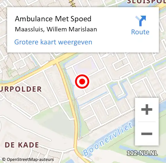 Locatie op kaart van de 112 melding: Ambulance Met Spoed Naar Maassluis, Willem Marislaan op 8 augustus 2022 02:20
