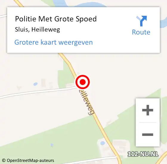 Locatie op kaart van de 112 melding: Politie Met Grote Spoed Naar Sluis, Heilleweg op 8 augustus 2022 03:08