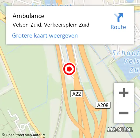 Locatie op kaart van de 112 melding: Ambulance Velsen-Zuid, Verkeersplein Zuid op 8 augustus 2022 03:47