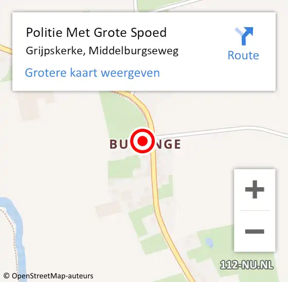 Locatie op kaart van de 112 melding: Politie Met Grote Spoed Naar Grijpskerke, Middelburgseweg op 8 augustus 2022 03:53