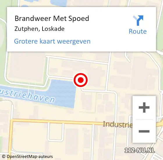 Locatie op kaart van de 112 melding: Brandweer Met Spoed Naar Zutphen, Loskade op 8 augustus 2022 03:56