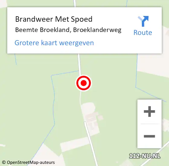 Locatie op kaart van de 112 melding: Brandweer Met Spoed Naar Beemte Broekland, Broeklanderweg op 8 augustus 2022 05:11