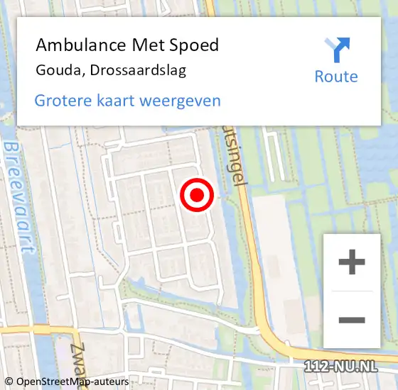 Locatie op kaart van de 112 melding: Ambulance Met Spoed Naar Gouda, Drossaardslag op 8 augustus 2022 05:19