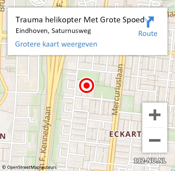 Locatie op kaart van de 112 melding: Trauma helikopter Met Grote Spoed Naar Eindhoven, Saturnusweg op 8 augustus 2022 05:55